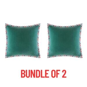 2-Pack Bundle – Martha Stewart Aqua Square Decorative Pillows – 18" x 18"